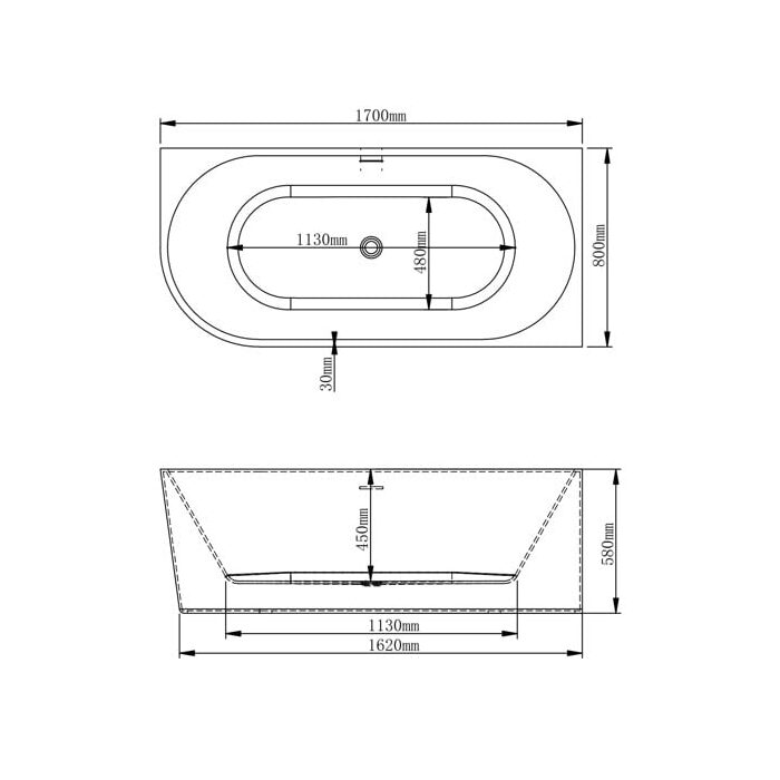 Ванна VBI NORDEND RIGHT 170 x 80 кутова