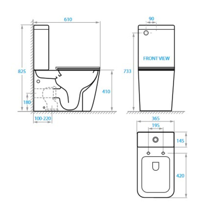 KVADRO SMART комплект : унітаз підлоговий з сидінням Soft-close + бачок (змив Торнадо)