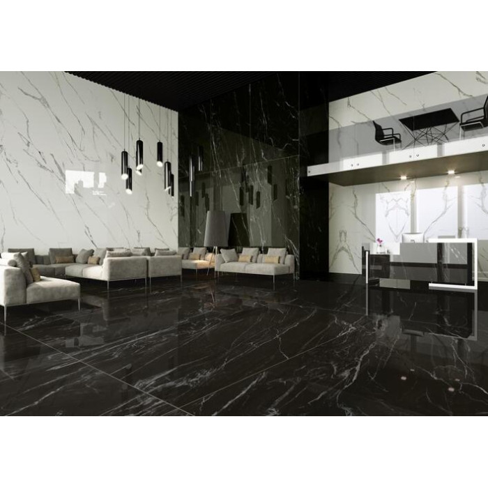 Плитка керамогранітна 087129 Marmi Nero Belvedere POL RECT 600x1200x10 La Fabbrica