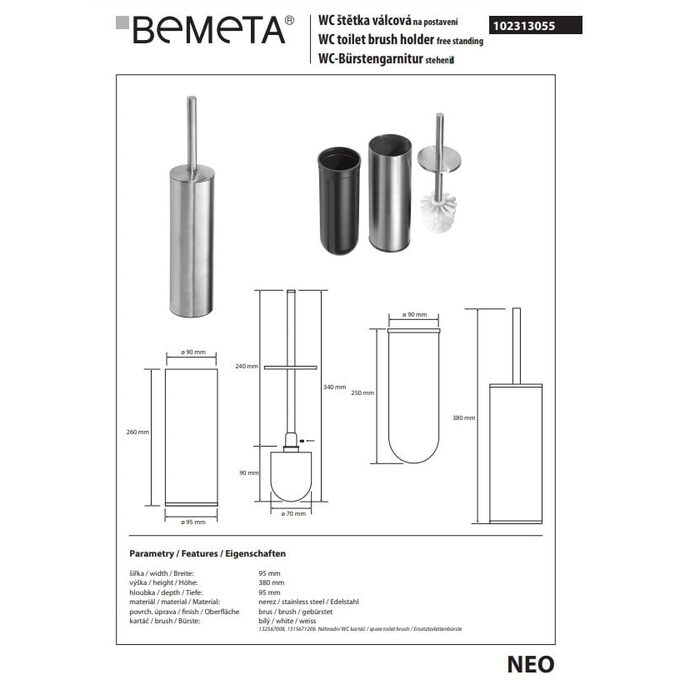 Туалетна щітка з тримачем Neo 102313055 Bemeta