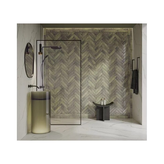Плитка стінова Monpelli Olive Mix Cegielka STR Блиск 65x298 Paradyz