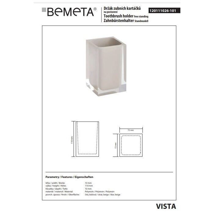 Стакан Vista 120111026-101 Bemeta