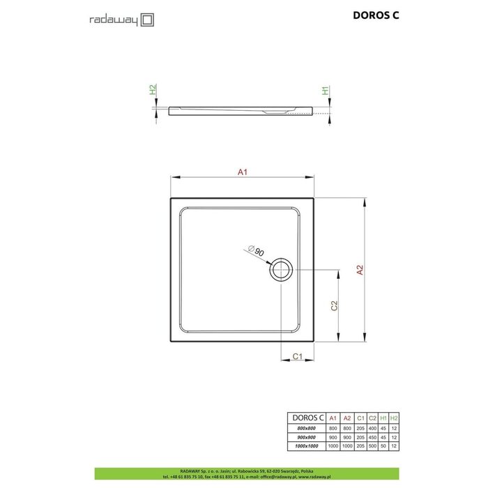 Душовий піддон Doros C 80x80 см, RADAWAY