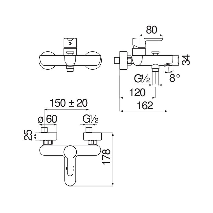 Змішувач для ванни NOBILI ABC AB87110/1CR  Nobili
