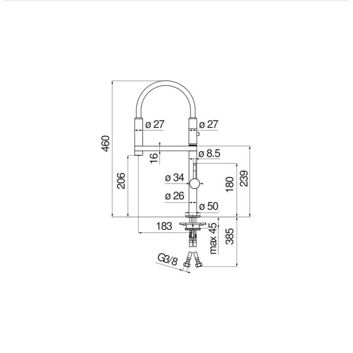 MV92400/50BM Змішувач для кухоної мийки Move ручна рухома лійка на магнітному кріпленні чорний мат Nobili ІТАЛІЯ