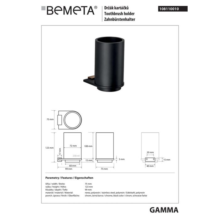 Стакан з тримачем Galla (108110010), Bemeta