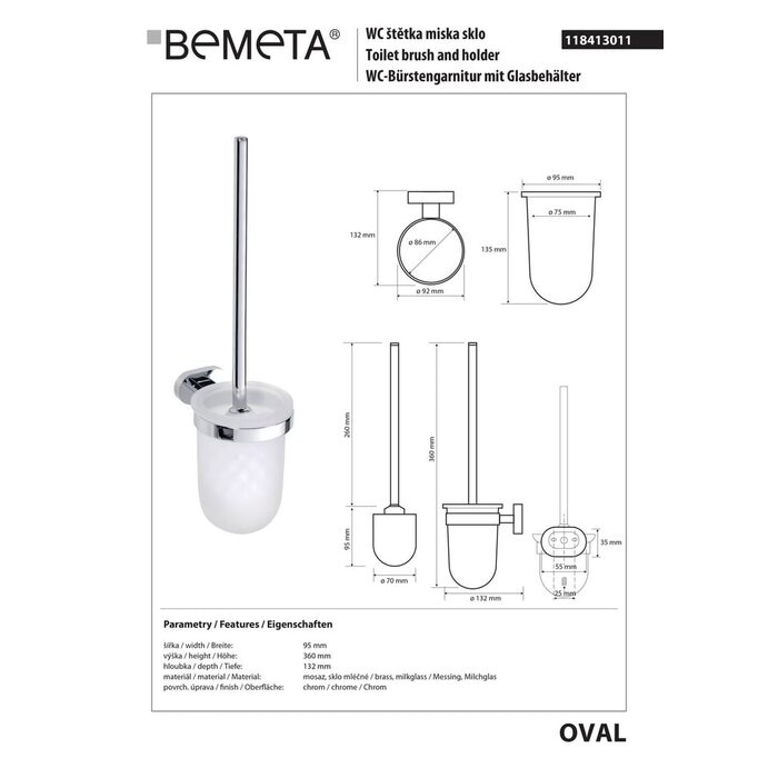 118413011 Oval  щітка для унітазу з тримачем  , Bemeta