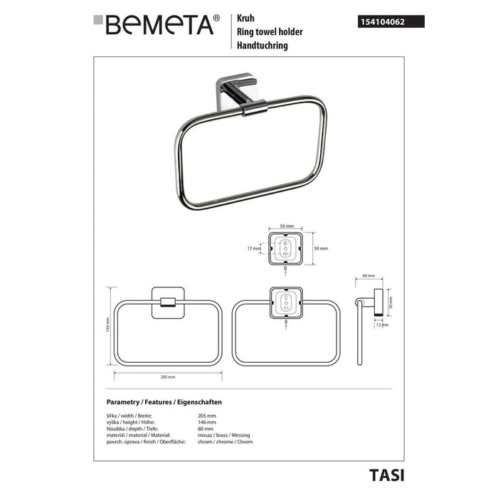154104062 Tasi Тримач рушника Bemeta Чехія