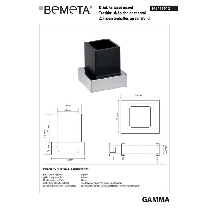 Стакан з тримачем Gamma (145411012), Bemeta