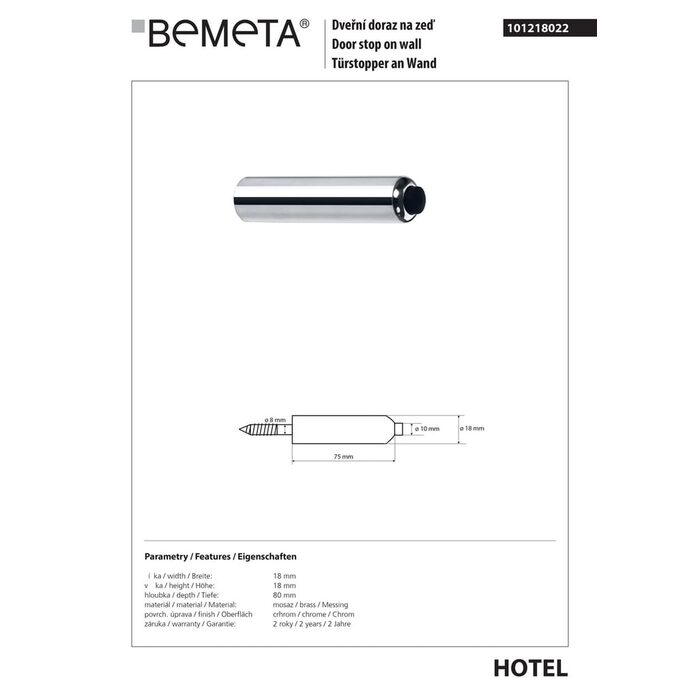 Обмежувач для дверей Hotel (101218022), Bemeta