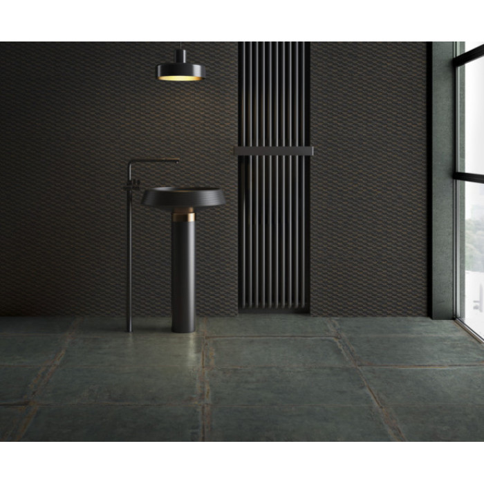 Плитка керамогранітна Steel Stamping Black 497,5x995,5x10 Aparici