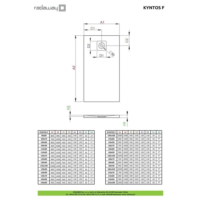 Душовий піддон Kyntos F 140x80 см white, RADAWAY