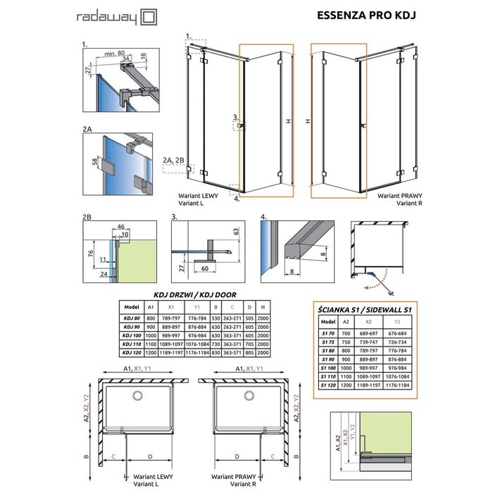 Бокова стінка Essenza Pro S1 80, RADAWAY