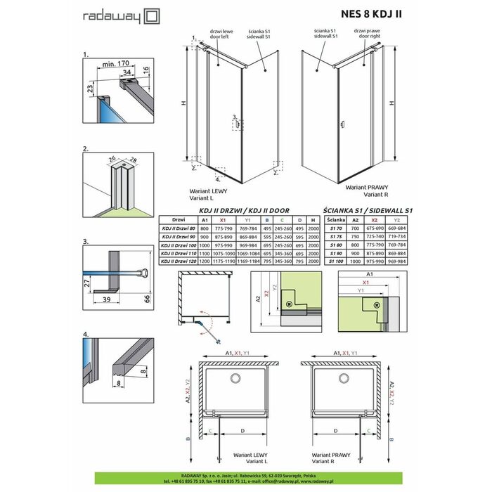 Душові двері NES 8 KDJ II 100 R RADAWAY