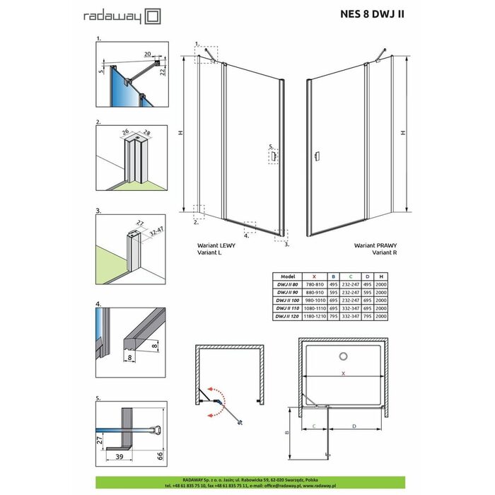 Душові двері NES 8 DWJ II 120 L RADAWAY