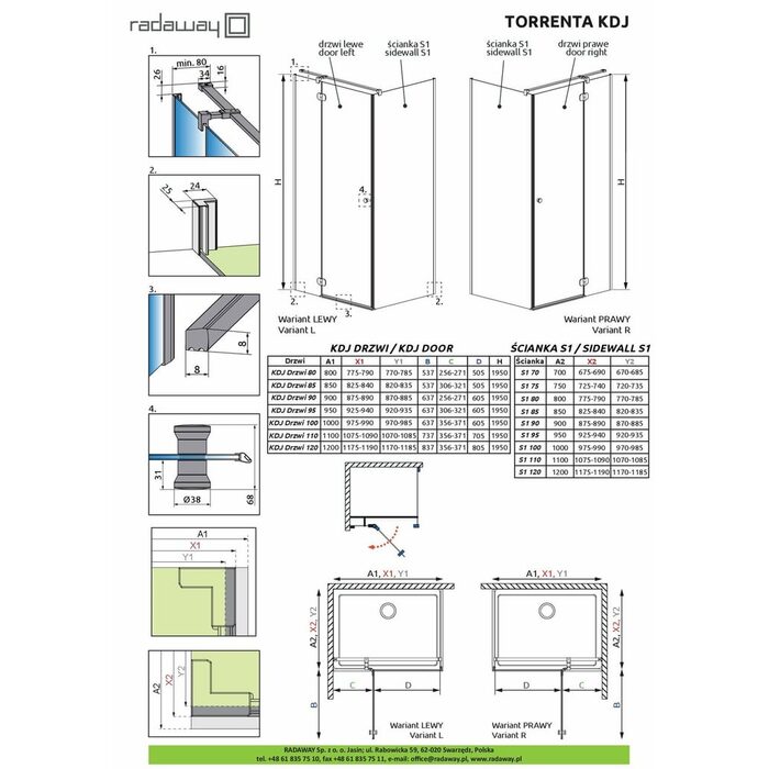 Душові двері Torrenta KDJ 80 L RADAWAY