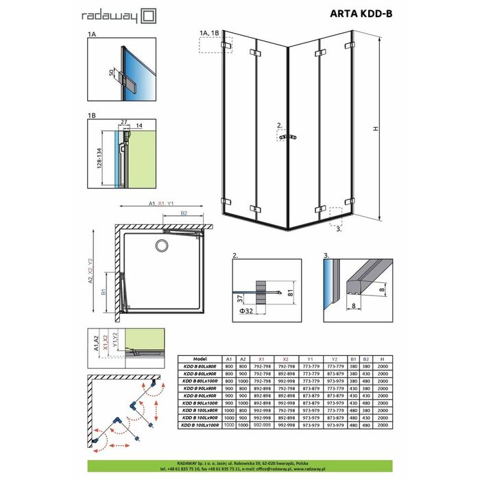 Душові двері Arta KDD B 90 L RADAWAY