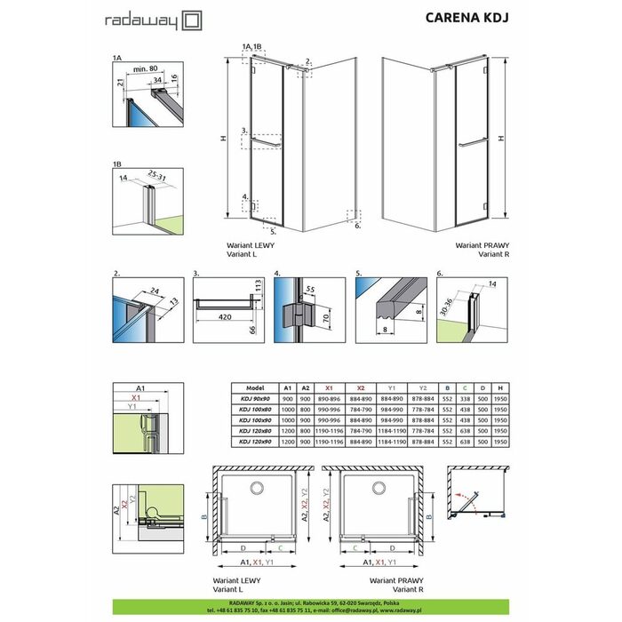 Душова кабіна Carena 100 Lx80 RADAWAY