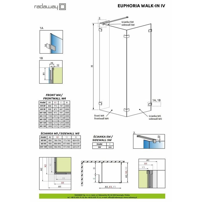 Бокова стінка Euphoria Walk-in W5 100 RADAWAY