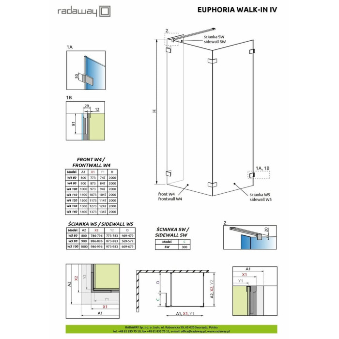 Фронтальна стінка Euphoria Walk-in IV W4 120 RADAWAY