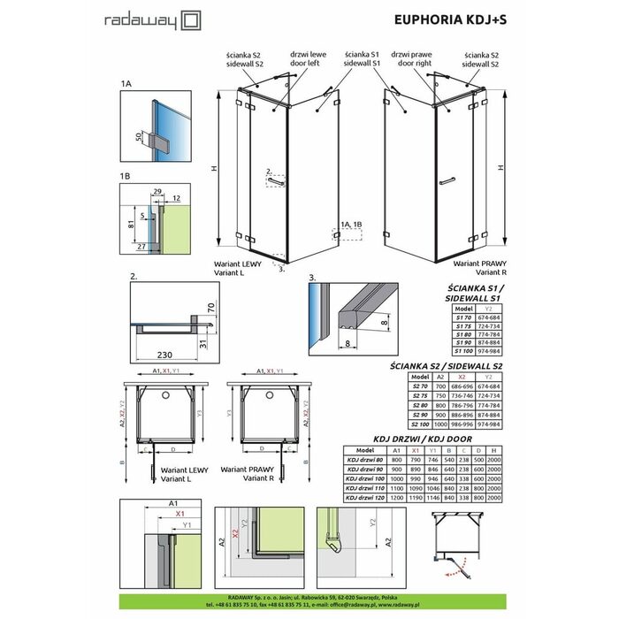 Бокова стінка Euphoria S2 90 RADAWAY