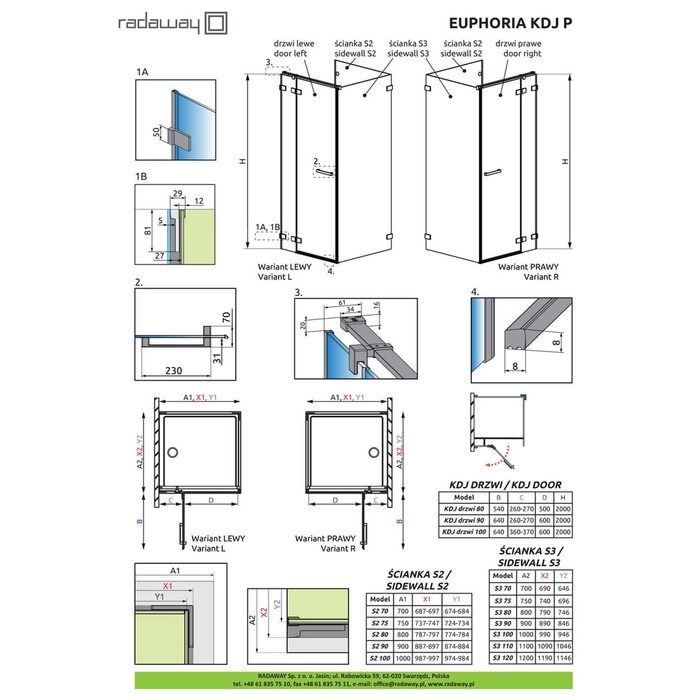 Бокова стінка Euphoria S3 70 RADAWAY
