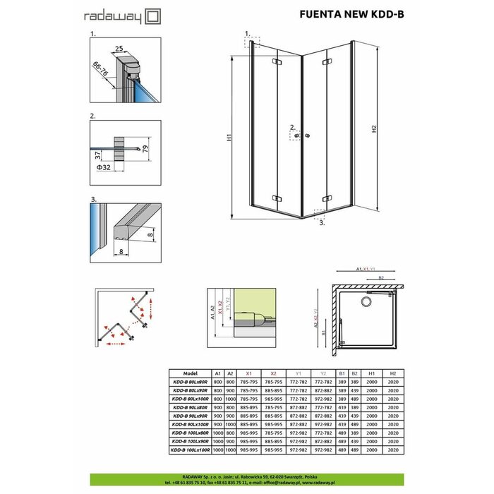 Душова кабіна (половина) Fuenta New KDD B 100 L RADAWAY