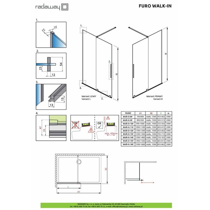 Душові двері Furo Walk-in 588 R RADAWAY