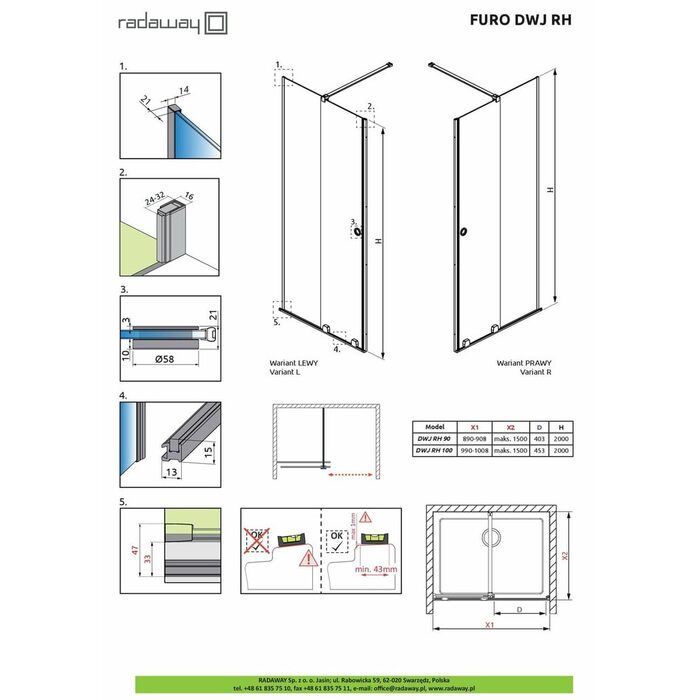 Душові двері Furo DWJ RH 442 R RADAWAY