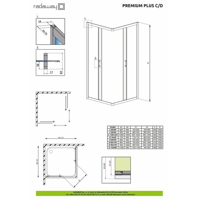 Душова кабіна Premium Plus D 75x90 RADAWAY