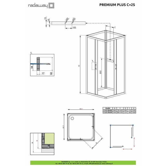 Комплект бокових стінок Premium Plus 2S 80 33443-01-06N RADAWAY