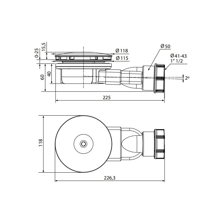 Сифон для піддона R400 Slim Radaway