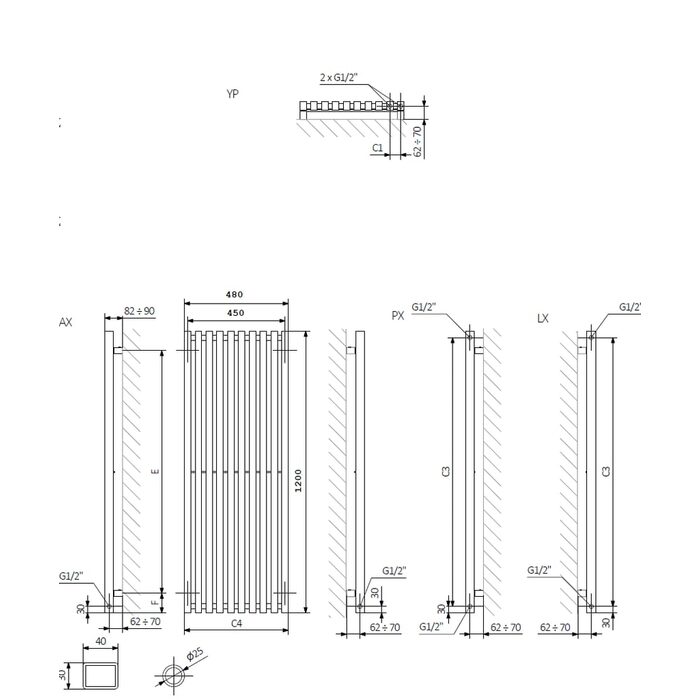 Рушникосушка 1900x480 Triga WGTRG190048K9M5YP Terma