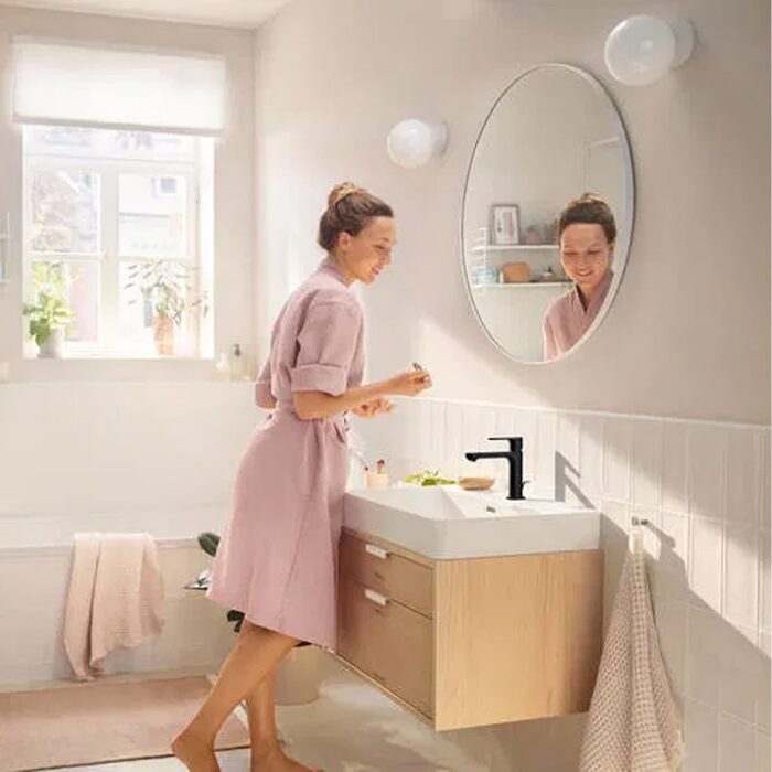 72588670 Rebris S Змішувач д/раковини 110 CoolStart EcoSmart з д/к, чорний матовий (1 сорт)