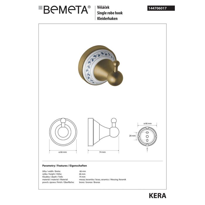 Гачок 144706017 Kera Bemeta Чехія