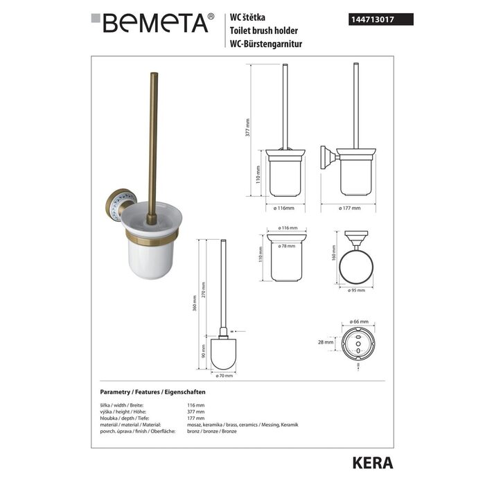 Туалетна щітка з тримачем Kera (144713017), Bemeta