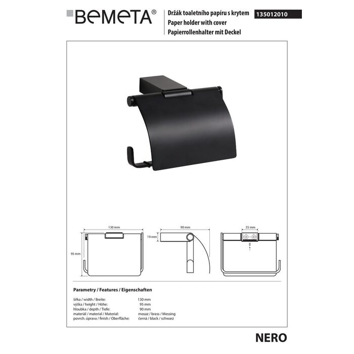 Тримач для туалетного паперу Nero (135012010), Bemeta