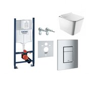 унітаз Omnires Boston 53x36 rimless підвісний, сидіння дюропласт + інсталяція Grohe Rapid Sl (3873200A + BOSTONMWBP)