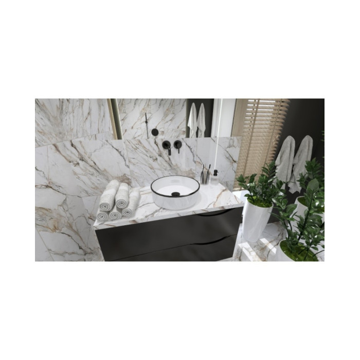 умивальник Lavita Merida Black Line 37x37 накладний (5900378325734)