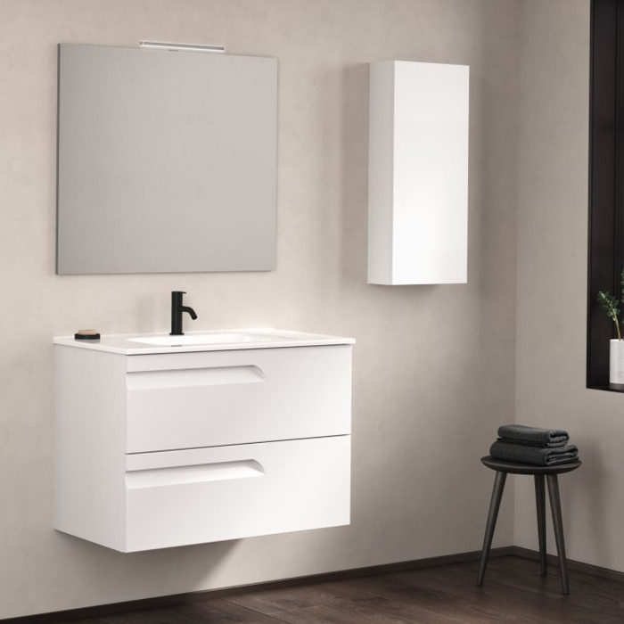 C0072604 (125617+126222) Тумба VITALE 60 на 2 ящики, білий + раковина керамічна Slim, білий глянець (1 сорт)
