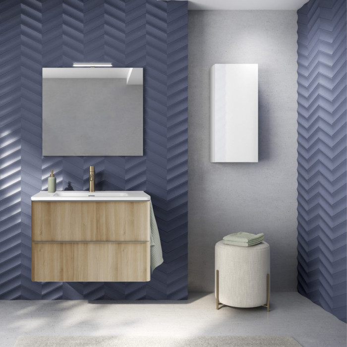 C0074598  (127107+123498) Тумба DAI 80 на 2 ящики + раковина Beauty, nordic oak (1 сорт)