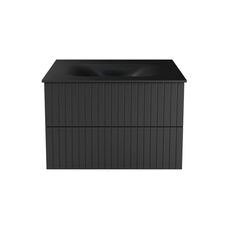 Тумба + умивальник із вбудованою стільницею AKYA LINEA 76x52,5x51, сифон клік клак чорний мат з отвором