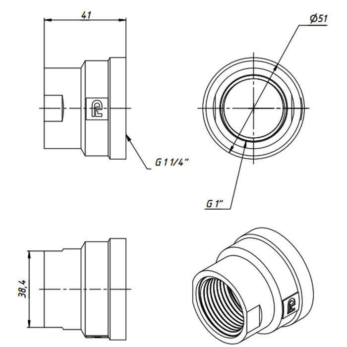 M15C Хром FADO Муфта редукційна 1*1/4х1 (1 сорт)