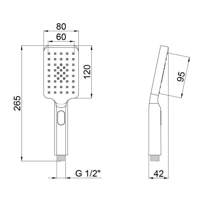 Лійка для ручного душу Qtap Rucni 120х80 мм прямокутна QTRUCA121N3KCC Chrome