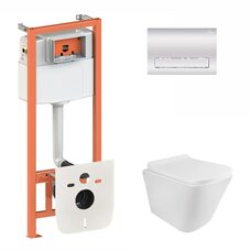 Готове рішення Qtap для ванної кімнати: підвісний унітаз Tern Rimless 490x340x350 + комплект інсталяції Nest 4 в 1 (лінійна клавіша Chrome)