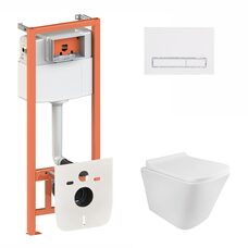 Готове рішення Qtap для ванної кімнати: підвісний унітаз Tern Rimless 490x340x350 + комплект інсталяції Nest 4 в 1 (лінійна клавіша White)