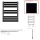 WLWAT065050K9M5E8TS1D Рушникосушка електрична Terma WARP T 655*500 ,колір RAL 9005 mat (чорний мат), підключення E8, Split 300 W (1 сорт)