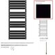 WLWAT111050K9M5E8TS1D Рушникосушка електрична Terma WARP T 1110*500 ,колір RAL 9005 mat (чорний мат), підключення E8, Split 600 W (1 сорт)