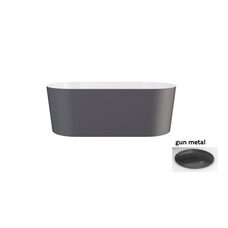 Ванна вільностояча LOVA 160х74 gun metal matt з сифоном клік-клак gun metal верхня очистка (зсередини біла глянц)