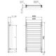 WWVON091050K9M5E8P Рушникосушка електрична Terma VIVO ONE 910*500 ,колір RAL 9005  (чорний мат), підключення E8, 600 W, прихований монтаж (1 сорт)